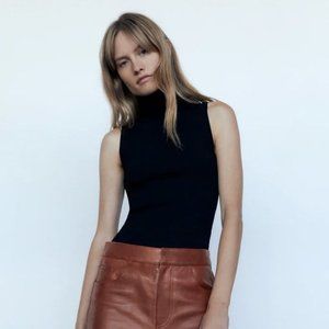 Zara High Collar Knit Top